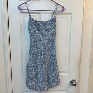 Princess Polly Blue Floral Mini Dress with White Ditsy Print